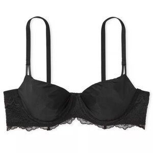 Victoria's Secret Unlined Lace Balconette Bra Black Lace